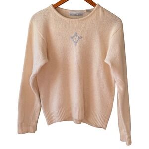 Bramble Lane Silk/Nylon/Angora/Lambswool Round Neck Sweater Women's Size Medium